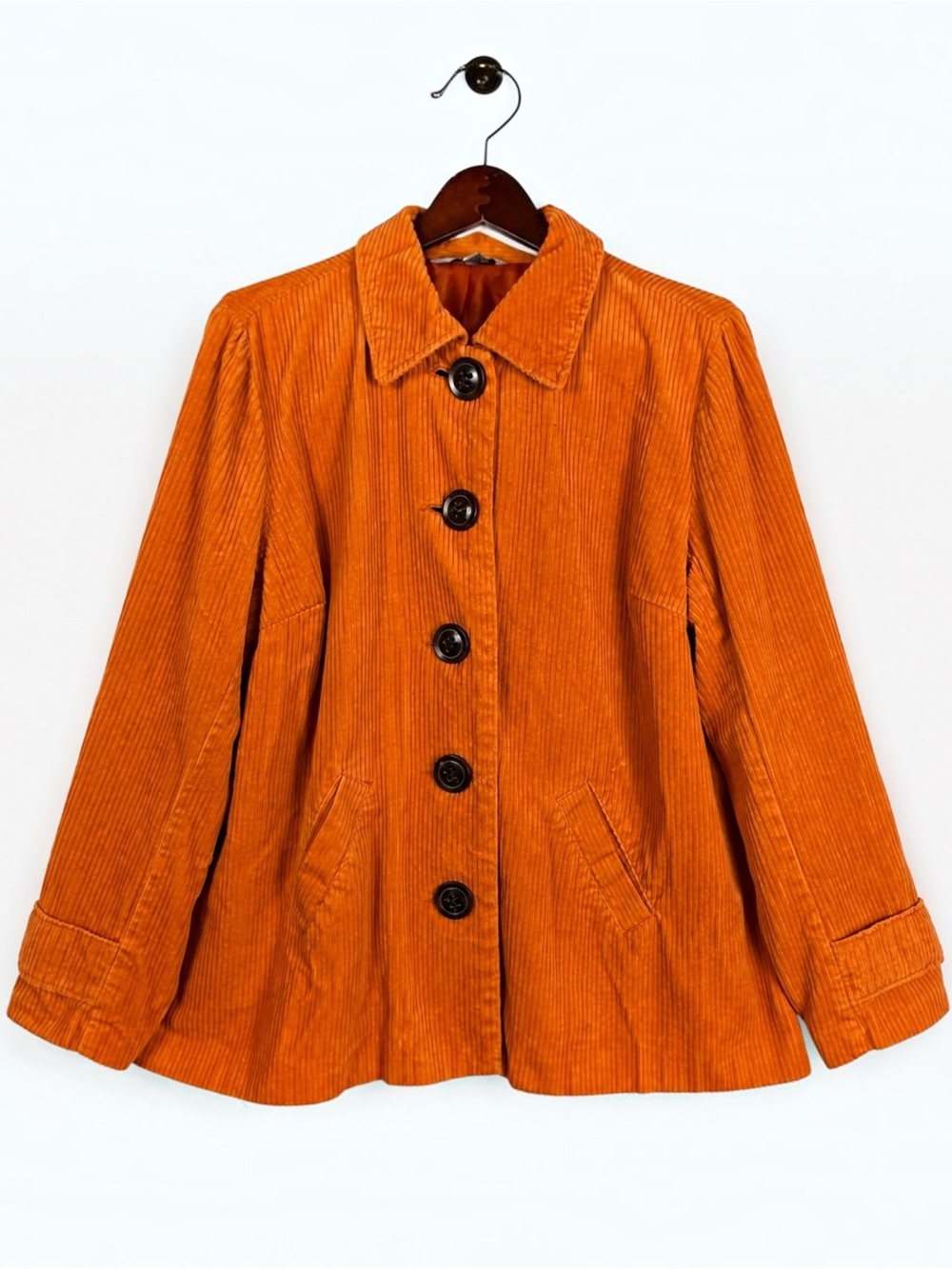 Relativity Vintage Y2K Pumpkin Orange Corduroy Swing Jacket XL